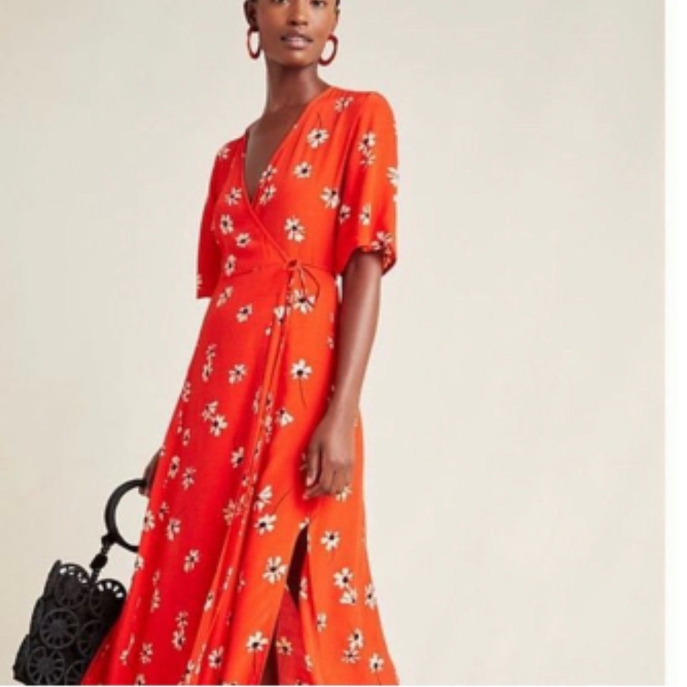 Anthropologie wrap midi dress